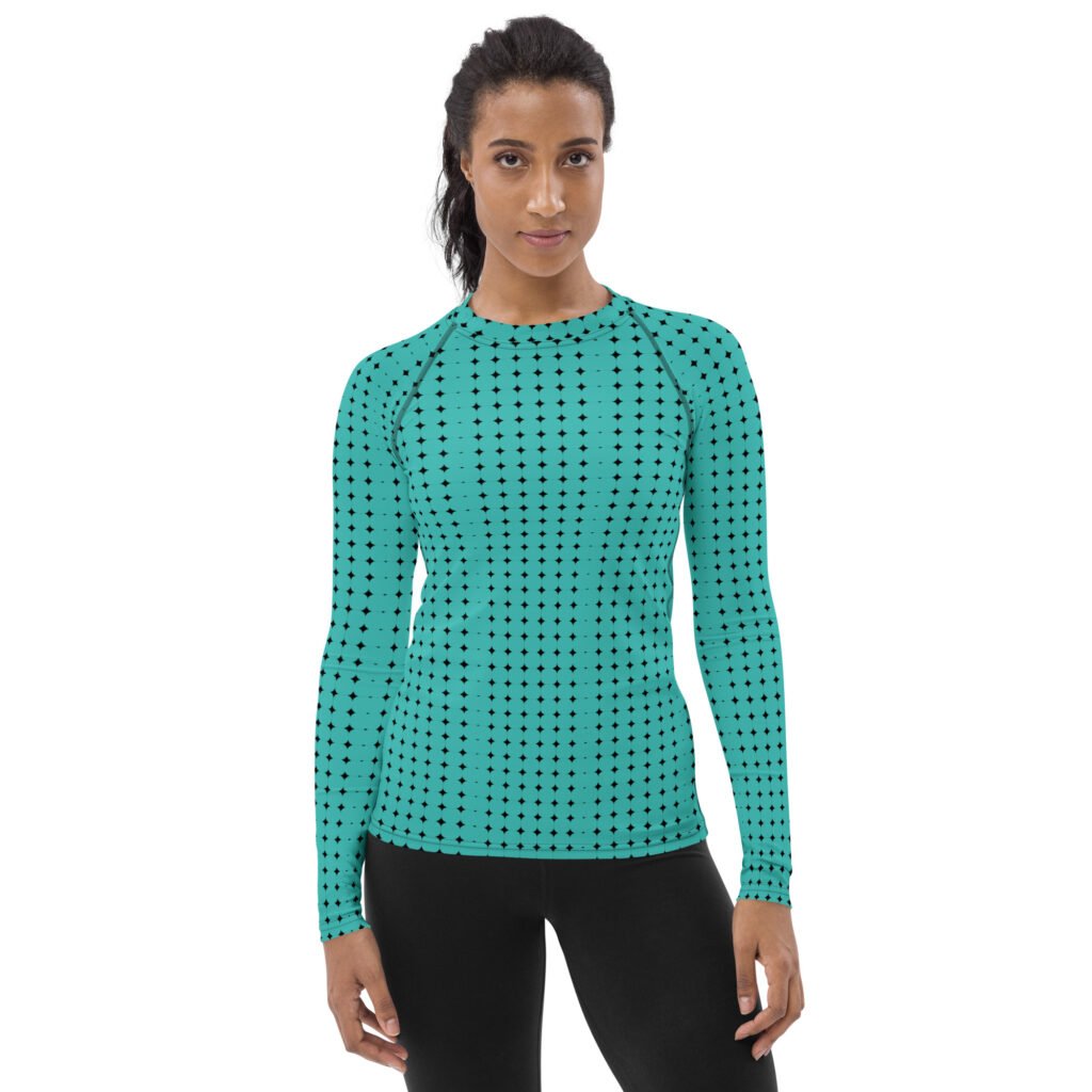 Greenish with black dots Women's Rash Guard