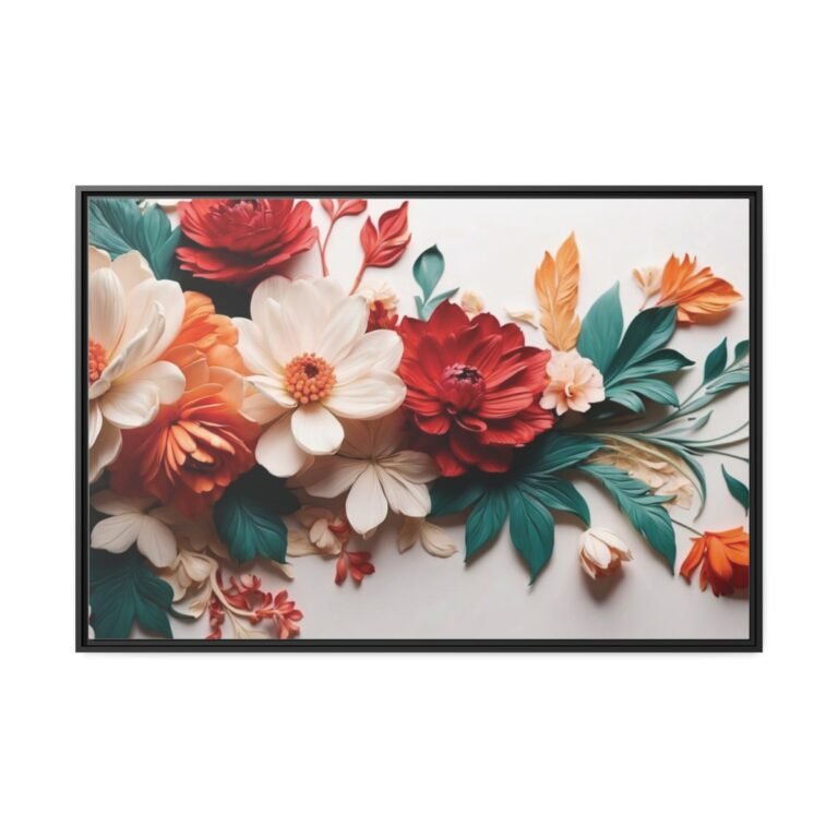Flowery Matte Canvas, Black Frame