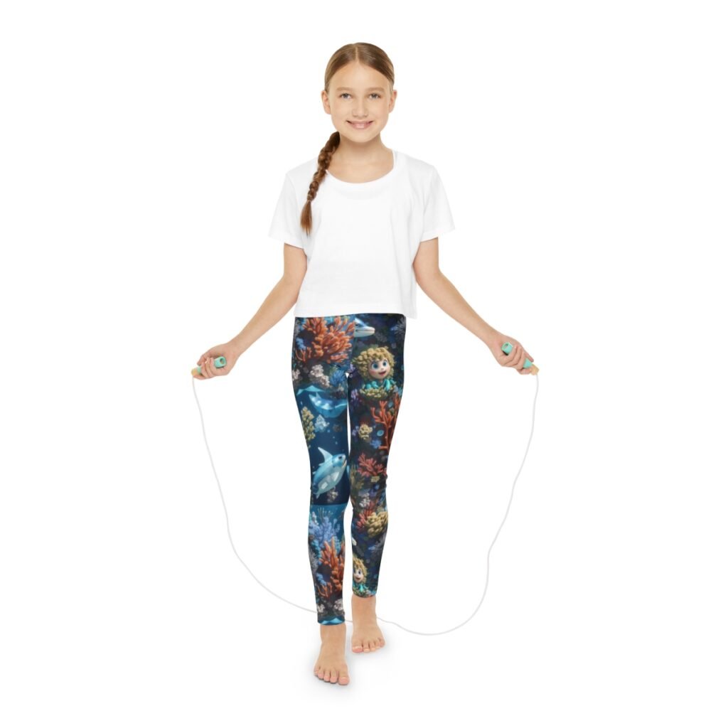 ocean - underwater Youth Full-Length Leggings (AOP) 7/8 Years