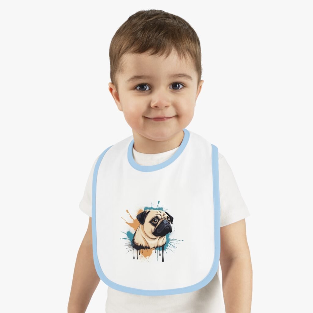 Pug in Baby Contrast Trim Jersey Bib