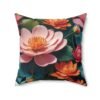 Flowery Spun Polyester Square Pillow