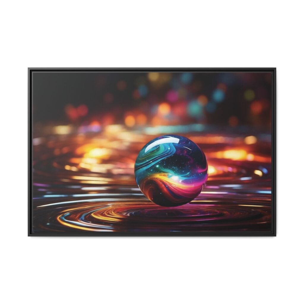 Colourful Sphere Matte Canvas, Black Frame