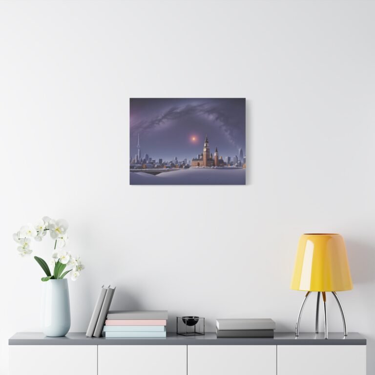 Snowing and calm night Matte Canvas, Stretched