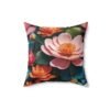 Flowery Spun Polyester Square Pillow - Image 8