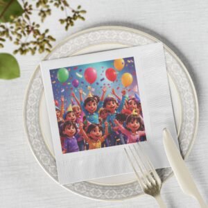 Party happy kids white Coined Napkins