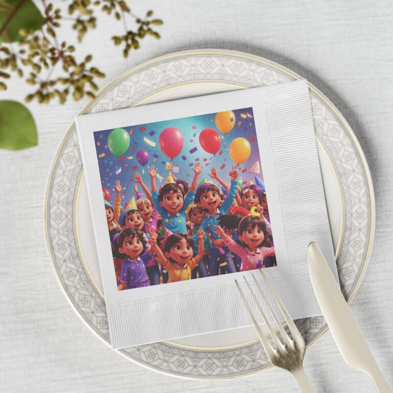Party happy kids white Coined Napkins