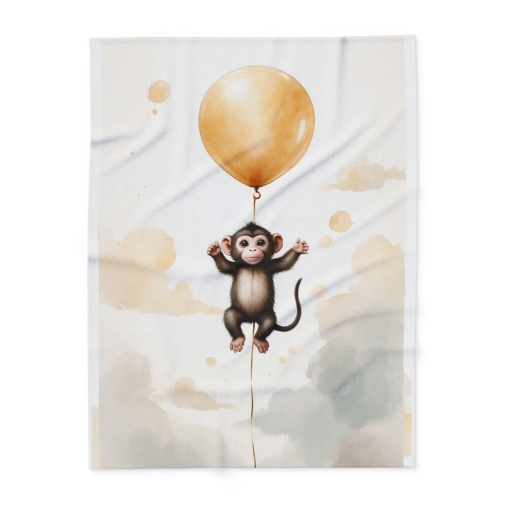 Flying monkey on a baloon Arctic Fleece Blanket